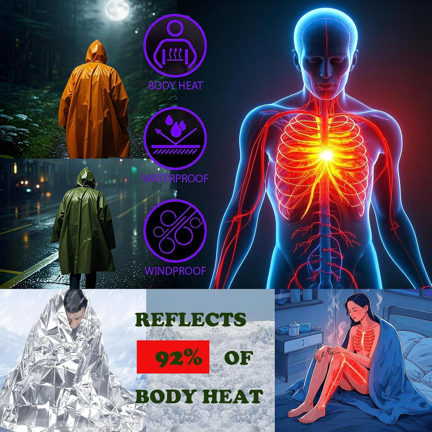 Manteau imperméable de Camping - Survival Blanket Reflective avis et prix